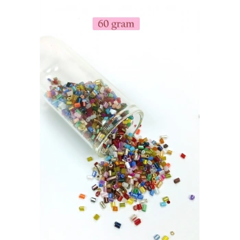 Kesme Cam Boncuk 2mm - 60 Gram - Karışık Renkli - BNC357