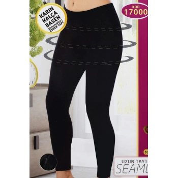 Korseli Dikişsiz İz Yapmaz Bayan Uzun Tayt 17000 Siyah