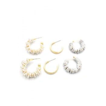 Kristal Boncuklu Küpe - Beyaz