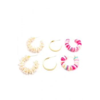 Kristal Boncuklu Küpe - Krem