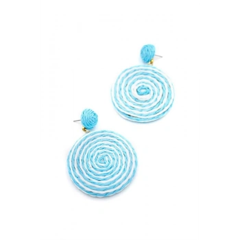 Kumaş Sarmal Küpe - Mavi