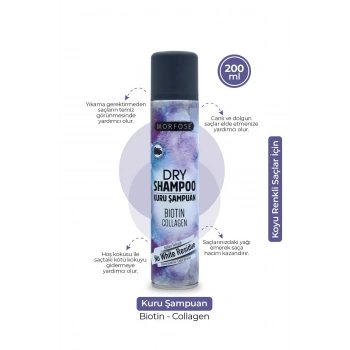 Kuru Şampuan Biotin Collagen 200 ML - Koyu Renkli Saçlar - mrfs