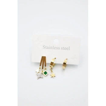 Kutup Yıldızı Çoklu Küpe - Altın