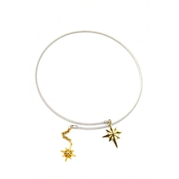 Kutup Yıldızı Tasma Kolye - Gümüş