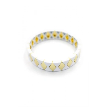 Lastikli Porselen Bilezik - Beyaz