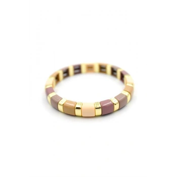 Lastikli Porselen Bilezik - Kahverengi