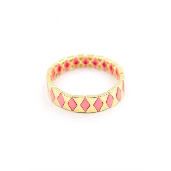 Lastikli Porselen Bilezik - Pembe