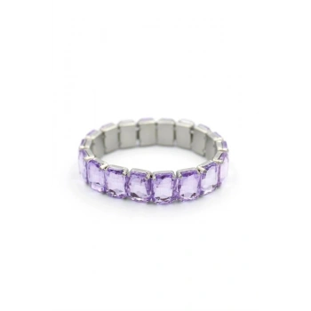 Lastikli Taşlı Bilezik - Mor