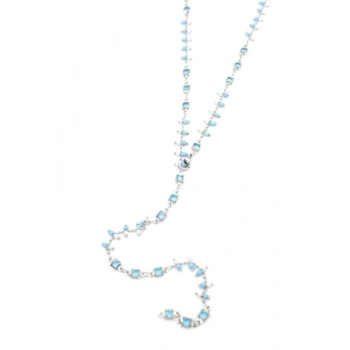 Mavi Taşlı Y Kolye - Gümüş