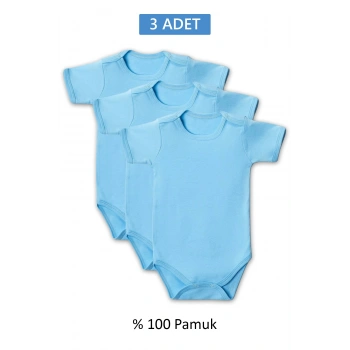 Mavi Yarım Kol Body Zıbın 2-7 YAŞ Çocuklar İçin (3 ADET) Alttan Çıtçıtlı Özel Gereksinimli