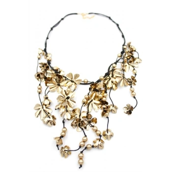 Metal Çiçek Kolye - Altın