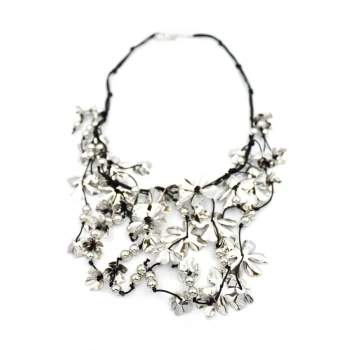 Metal Çiçek Kolye - Gümüş