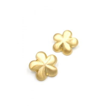 Metal Çiçek Küpe - Altın