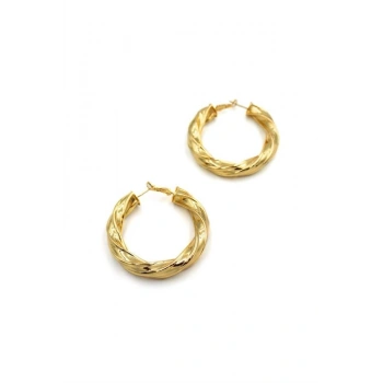 Metal Halka Küpe - Altın