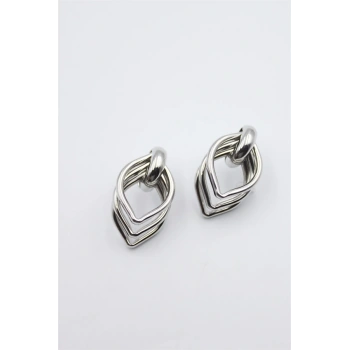 Metal Halka Küpe - Gümüş