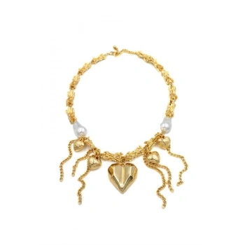 Metal Kalp Kolye - Altın