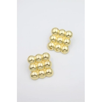 Metal Kare Küpe - Altın