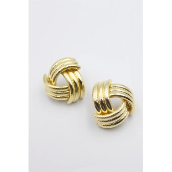 Metal Örgü Küpe - Altın