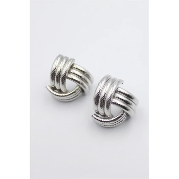 Metal Örgü Küpe - Gümüş