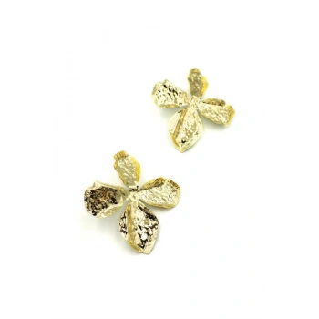 Metal Yaprak Küpe - Altın