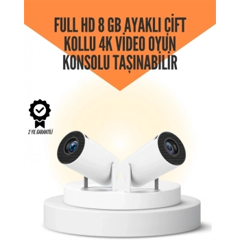 Mey İthalat® 10.000 Oyun Destekli, Çift Kollu 4K Projeksiyon – HDMI, USB, AUX, Ethernet Yok