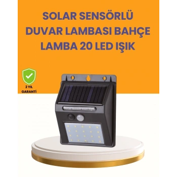 Mey İthalat® 20 LED Güneş Enerjili Hareket Sensörlü Dış Mekan Duvar Lambası
