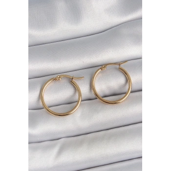Mey İthalat® 316 Çelik Gold Renk 22mm Kadın Halka Model Kadın Küpe