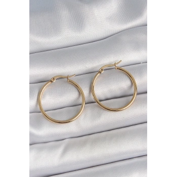 Mey İthalat® 316 Çelik Gold Renk 27 mm Halka Model Kadın Küpe