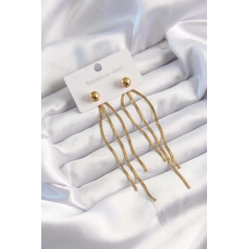 Mey İthalat® 316L Çelik Altın Renk İtalyan Model Topçuk Küpe