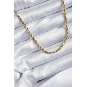 Mey İthalat® 316L Çelik Gold Renk 60 cm Burgu Model Kadın Kolye