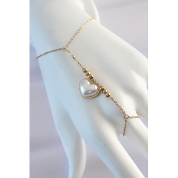 Mey İthalat® 316L Çelik Gold Renk Beyaz Bubble Kalp Tasarımlı Şahmeran