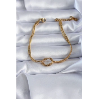 Mey İthalat® 316L Çelik Gold Renk Düğüm Model Kadın Bileklik