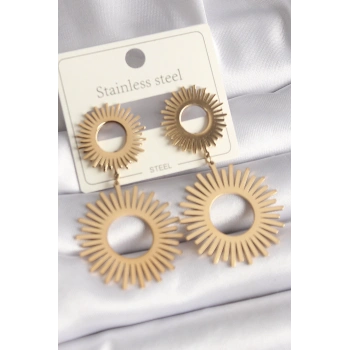 Mey İthalat® 316L Çelik Gold Renk Güneş Model Kadın Küpe