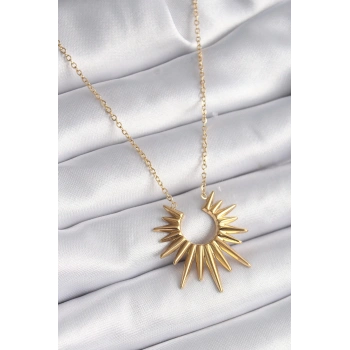 Mey İthalat® 316L Çelik Gold Renk Güneş Model Vintage Kadın Kolye