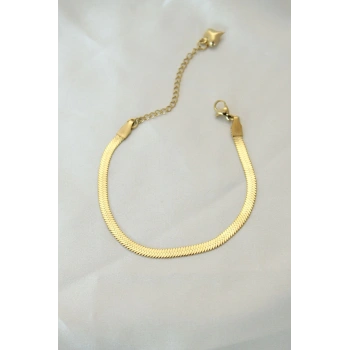 Mey İthalat® 316L Çelik Gold Renk İtalyan Zincirli Bileklik