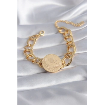 Mey İthalat® 316L Çelik Gold Renk Reşat Altın Model Samanyolu Kadın Bileklik