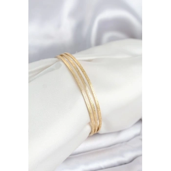 Mey İthalat® 316L Çelik Gold Renk Simli Model Ajda 65 mm Kadın Bileklik