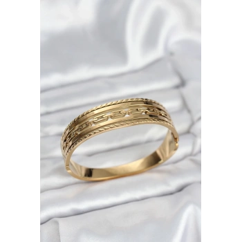 Mey İthalat® 316L Çelik Gold Renk Vintage Model Kadın Kelepçe Bileklik
