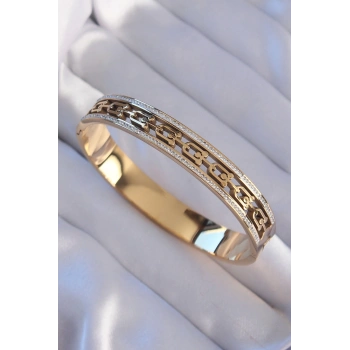 Mey İthalat® 316L Çelik Gold Renk Zirkon Taşlı Model Kelepçe