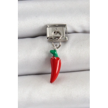 Mey İthalat® 316L Çelik Gümüş Renk Kapya Biber Model Nomination Charm