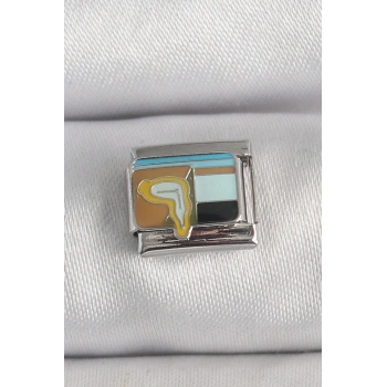 Mey İthalat® 316L Çelik Gümüş Renk Renkli Portre Model Nomination Charm