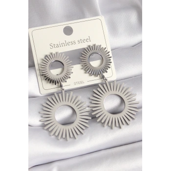 Mey İthalat® 316L Çelik Gümüş Renk Sallantı Güneş Model Kadın Küpe