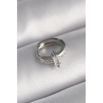 Mey İthalat® 316L Çelik Gümüş Renk Zirkon Taşlı Tragus Piercing
