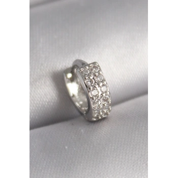 Mey İthalat® 316L Çelik Gümüş Renk Zirkon Taşlı Tragus Piercing