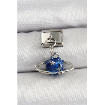 Mey İthalat® 316L Çelik Sallantılı Satürn Model Gümüş Renk Nomination Charm