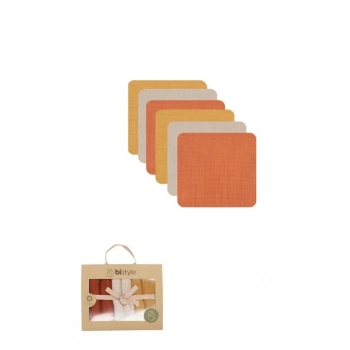 Mey İthalat® 6lı Müslin Mendil 20x20 cm 90106 Kiremit Bej Hardal