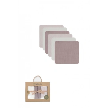 Mey İthalat® 6lı Müslin Mendil 20x20 cm 90106 Taş Ekru Antrasit