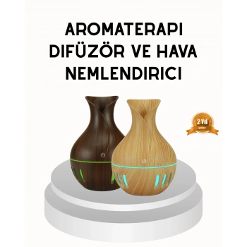 Mey İthalat® Ahşap Desenli 130 ml Aromaterapi Difüzör Sessiz ve USB Bağlantılı