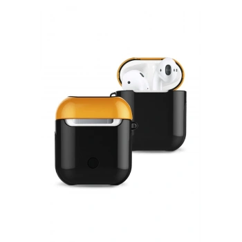 Mey İthalat®   Airpods 2 (2.nesil) 3in1 Kılıf - Siyah-Sarı