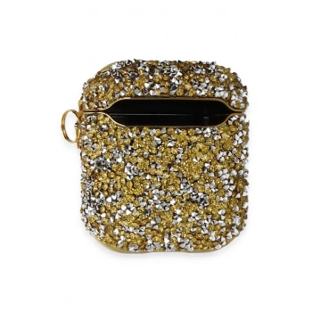 Mey İthalat®   Airpods 2 (2.nesil) Mira Taşlı Kılıf - Gold